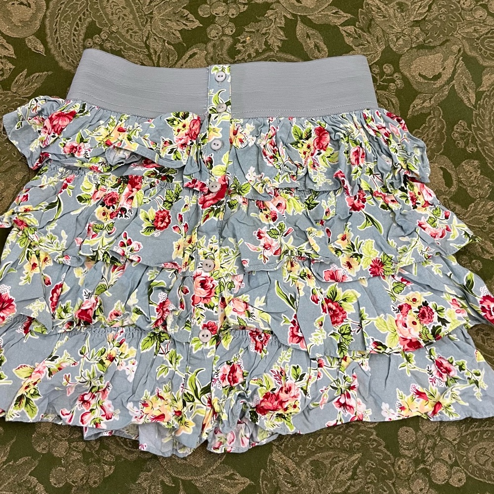 Green Ruffled Bubble Mini Skirt